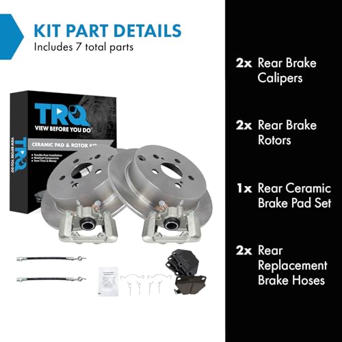 Image of TRQ Rear Brake Pad & Rotor Kit Ceramic Compatible with 2005-2006 Toyota Corolla