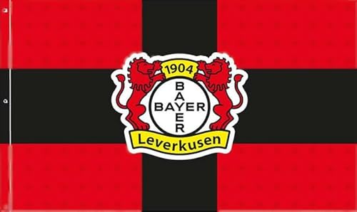 Bayer 04 Leverkusen Hissfahne Kreuz Rot Schwarz 150x90 cm – Offizielle Fußball Fan Fahne mit Ösen – Werkself Fanflagge für Fahnenmast, Garten, Stadion & Balkon – Bundesliga Fanartikel