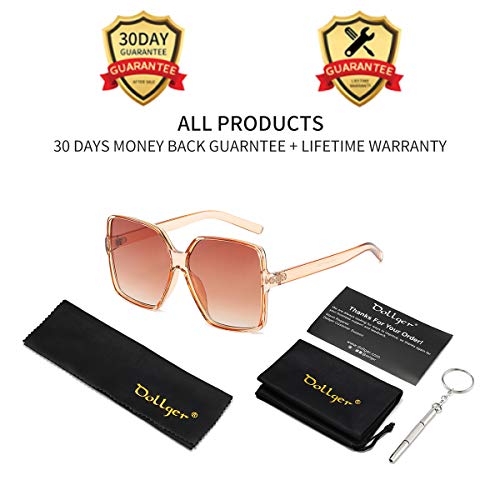 Dollger Oversized Square Sunglasses For Women Big Large Wide Fashion Shades For Men 100% Uv Protection Unisex Brown #TOP6