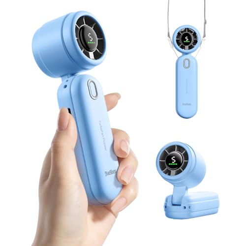 Image of Diveblues High-Speed Portable Handheld Turbo Fan, USB Rechargeable Battery Powered, Small Portable Pocket Fan for Travel, Outdoor, Home, Office, Concerts, Lash, Gift for Women(Blue)