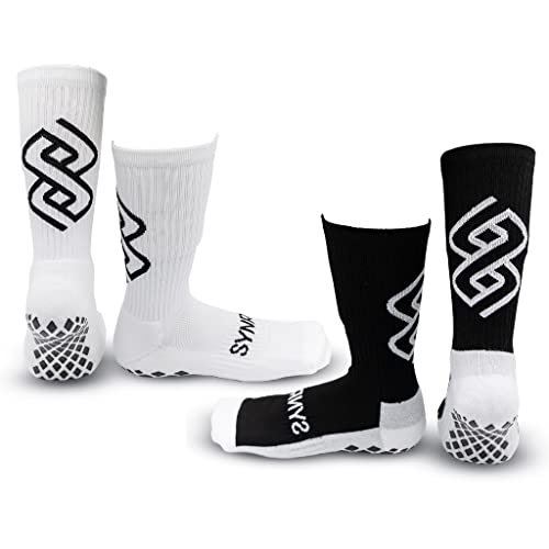 Anti Slip Grip Socks for Soccer, Football, Hockey with Interior and Exterior Grip for Men and Women (White)