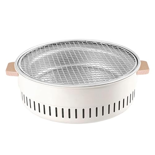 Barbecue portatile a carbonella e affumicatore, robusto barbecue da campeggio, resistente al calore a carbonella e forno per affumicatura con capacità sufficiente per picnic da campeggio all'aperto