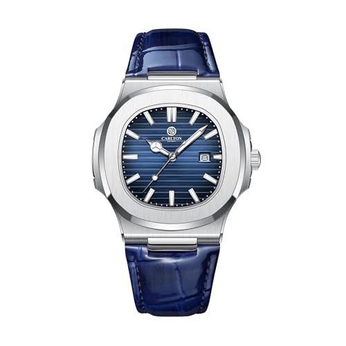 Image of Carlton London Jordan Men Analog Watch, Round Dial, Leather Strap, Quartz Movement, 43 mm Case, Date Display, Classic Casual Style, 30M Water Resistant
