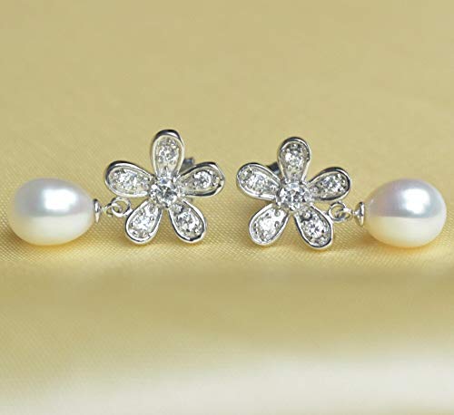 Boucles d'oreilles perles et argent 925 style fleur chic