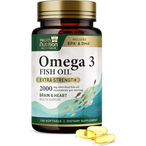 Omega 3 Fish Oil 2000mg Triple Strength Rapid Release Softgels, Omega-3 Supplements, Natural Brain Heart Joint Health & Immune Support - Fatty Acids with EPA & DHA - Fish Oil Supplement - 120 Count Cover