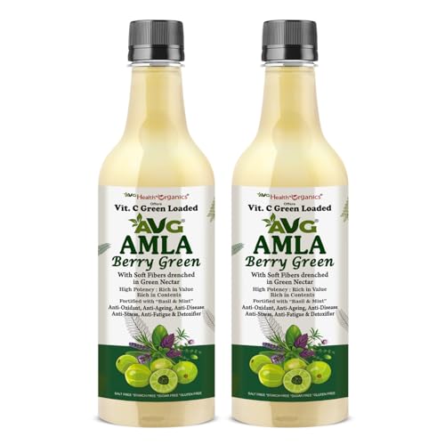 VG Health Organics Amla Berry Green | Pure Amla Juice - Pack of 2 x 500 ml | Rich in Vitamin C | Immunity Booster, Hair & Skin Health, Body Detox | 100% Natural, No Added Sugar