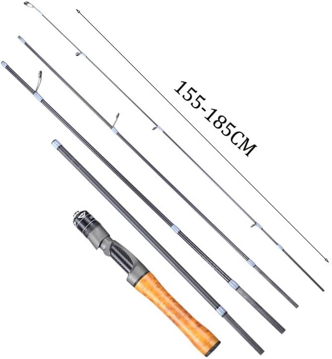 Portable Carbon Lure Rod Solid Wood Grip Short Section Travel