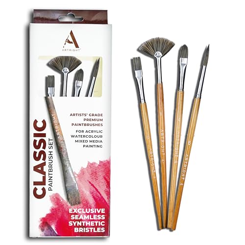 Image of ArtRight Painting Kit for Artists 60 Pcs, Painting Set for Adults and Kids with Professional Paint Brush Set, Acrylic Paints, Canvas Boards, Easels & Wooden Palette, Watrcolor & Mixed Media Papers