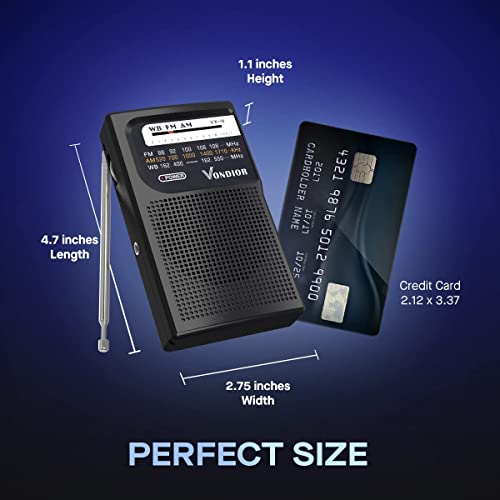 Vondior Portable Noaa Weather Radio, Battery Operated Emergency Noaa/Am/Fm Radio With Best Reception, Pocket Weather Alert Radio With Headphone Jack, Gifts For Lover, Parents And Friends (Black) #TOP4