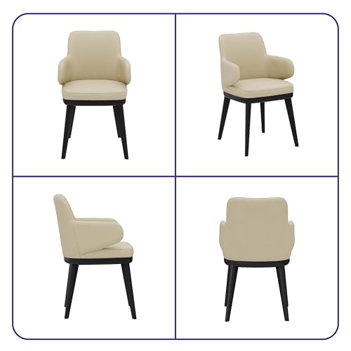 Image of Wakefit Arvia Dining Chair with Arm - Robin Beige