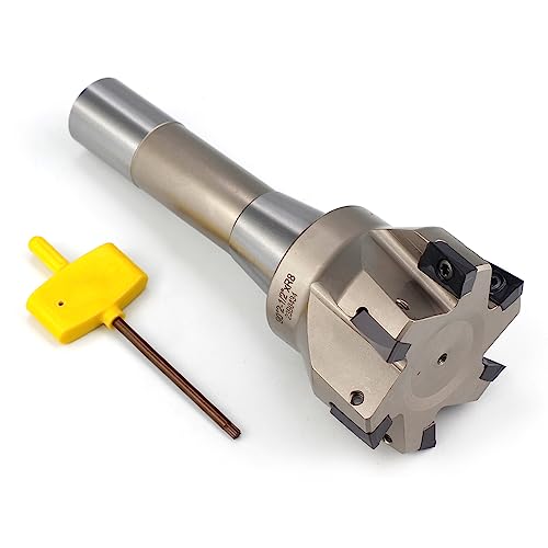 Image of OSCARBIDE Indexable End Mill R8 Shank,6 Flutes,2-1 /2 inch Cutting Diameter | 6-1 /8 inchoverall L | 6 APKT1604 Carbide Inserts | 90 Square Shoulder Milling | Smooth Finishing | Long-Lasting Tool Life