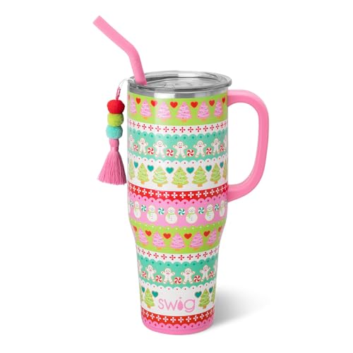 Image of Swig Life 40oz Mega Mug, 40 oz Tumbler with Handle and Straw, Cup Holder Friendly, Dishwasher Safe, Extra Large Insulated Tumbler, Stainless Steel (Cookie Jar)