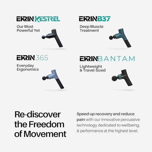 Ekrin Athletics B37v2 Massage Gun - Deep Tissue Massage with High-Powered Brushless Motor - Ergonomic Back Massager for Pain Relief - 5 Speeds, 4 Attachments - Ultra Quiet Hand-Held Massager
