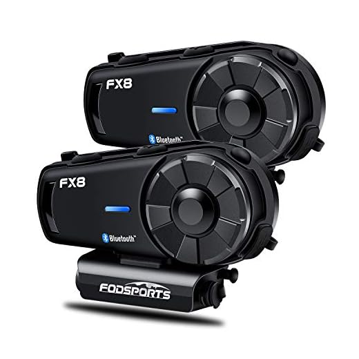FODSPORTS FX8 Motorcycle Bluetooth Intercom with Noise Cancellation,Helmet Bluetooth Headset with FM,Up to 8 Riders Helmet Intercom,Helmet Headset Communication System for ATV/Dirt Bike/Off Road/2pcs