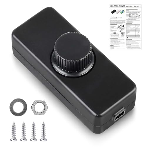 Vegena Interruptor de Atenuación LED, 220-240 V CA/50 Hz, Regulador de Intensidad Giratorio 3-100 W, Para Bombillas LED