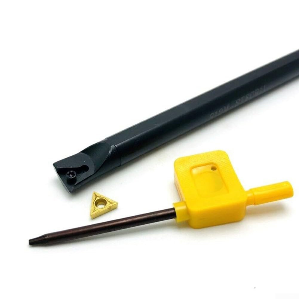 91° S12M STFCR11 - Soporte para herramientas de torneado de agujero interior CNC de 12 mm x 150 mm con 10 piezas TCMT110204