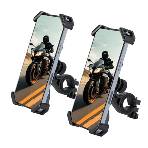Image of GARGOYLE BELLS Motorcycle Phone Mount Bike Phone Holder for Bicycle Scooter Universal Motorcycle Handlebar Cell Phone Clamp for iPhone /Galaxy 4.92 inch-6.7 inch Smartphones (Black, 2Packs)