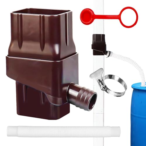 Juego de desviadores de lluvia para barriles de lluvia, solución respetuosa con el medio ambiente con desviador ajustable para la recogida de agua de lluvia para bajantes estándar de 2 x 3 pulgadas