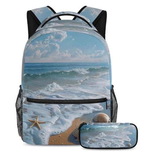 Sac d'école ultime sur la plage et au lycée avec coquillages multicolores