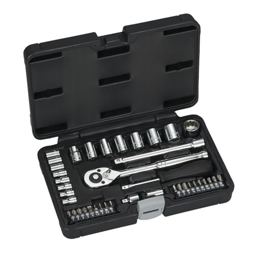 高儀(Takagi) ソケットレンチセット 40pcs SWS-400 ねじ ボルト ナット 締めつけ ゆるめ 6.35mm 9.5mm 差込角 狭い場所の作業も快適 エクステンションバー ソケットの脱着がワンタッチ クイックリリース ラチェットハンドル ギア数 72山 高儀 たかぎの画像