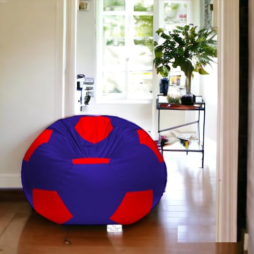Image of RnS Rest 'n' Sleep - Bean Bag Football Chair Filled with Beans for Living Room, Bed Room for Relaxing, with 1 Year Warranty (Red /Royal Blue, XXXL)