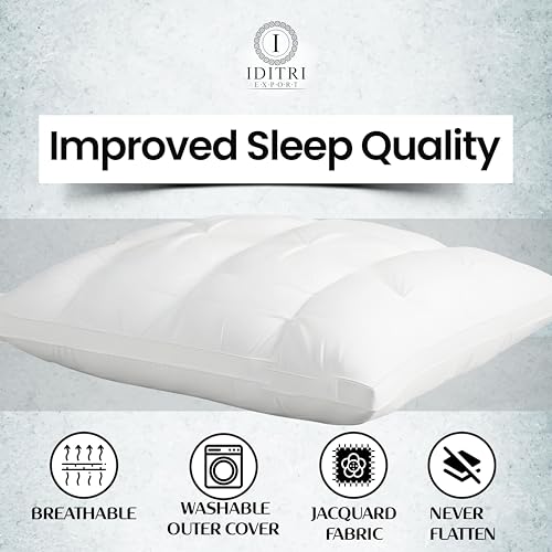 Image of Luxury Hotel Bed Pillow, Premium Microfiber Filling, Jacquard Fabric, Concealed Zipper, Breathable Washable Cover, White Comfort Bedding Cushion Soft, 68 x 45 x 25 cm