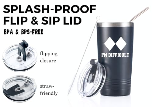 Image of Onebttl Skiing Gifts for Men, 20oz Insulated Stainless Steel Tumbler, Perfect Ski Lovers Idea for Men /Male in Christmas, Birthday, Appreciation - I'M DIFFICULT