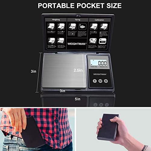 WEIGHTMAN Gram Scale, Scales Digital Weight Grams 200g x 0.01g Black Titanium Plating, Small Pocket Jewelry Reloading Scale with Tare Function, Battery Included, Onyx Black