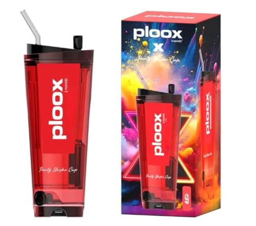 Electric Portable Hookah with LED Light & USB-C Charging | Charcoal-Free Modern Hookah (Party Cup - Red)