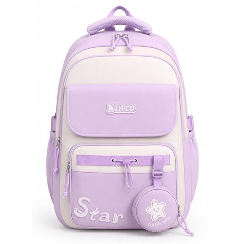 Image of School & College Backpack with Detachable Pouch | 18 Inch Large capacity bag for Girls & Boys Age of 12-16 years | Best for School, Tution, Travel, Camping
