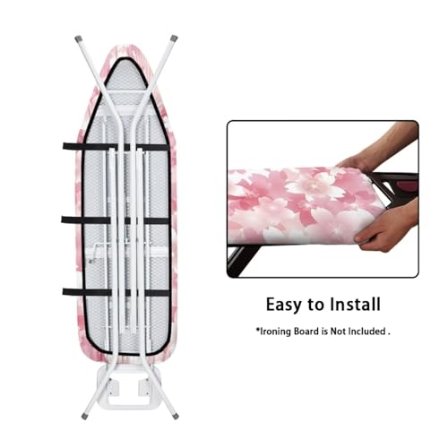 Image of Cherry Blossom Print Ironing Board Cover 15x54 Inch Standard Ironing Board Cover with Elastic Edge and Hook and Loop Stain Resistant Covers