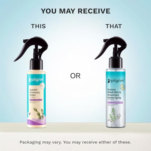 Image of Pilgrim Korean Black Rice and Rosemary Water Spray With Biotin for Hair Growth 100ml | Hair Spray for Regrowth | Thicker & Stronger Hair | Sulphate & Paraben Free I For Women & Men