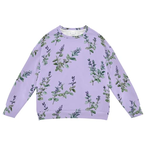 JUNZAN Cute Thyme Purple Big Girls Hoodie Sweatshirt Long Sleeve Kids Pullover Hoodie Sports 4T