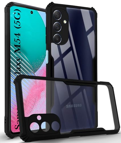 Image of Jkobi Back Cover Case for Samsung Galaxy M54 5G (Shockproof with Polycarbonate Clear Panel | Professional Black)