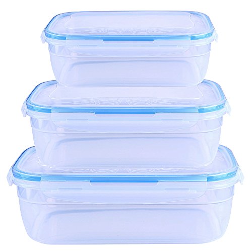 TEERFU Juego de 3 recipientes con cierres a presión,380ml,800ml,1300ml,Recipientes para Alimentos con Tapa,Apta para Lavavajillas y Microondas Cover