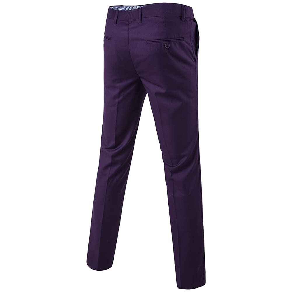 GUOCU Garnitur męski slim fit, 3-częściowy, marynarka, spodnie, kamizelka do biznesu, na wesele, imprezę, garnitur, marynarka, spodnie garniturowe, kamizelka, zestaw, liliowy, 4XL