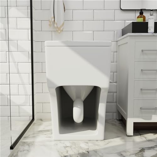 Dual Flush Elongated Standard One Piece Toilet with 17.7\'\' Seat Height, Powerful & Quiet Dual Flush Modern Toilet, 12\'\' Rough-In, Matte Black,6666