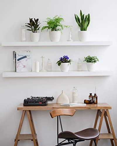 Mkono 6.5" Plastic Plant Pots For Plants With Saucers, Indoor Set Of 5 Plastic Planters Modern Flower Pot With Drainage Hole For All House Plants, Herbs, Flowers, And Seeding Nursery, Cream White #TOP7