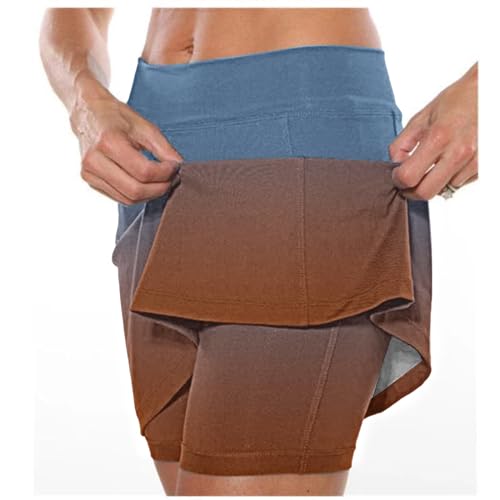 Short esportivo moderno Culottes feminino cintura alta saia de tênis gradiente academia corrida shor