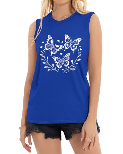 Image of Womens Tank Tops Summer Casual Sleeveless Top Loose Fit Basic Tunic Shirts