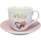 Bezauberndes Geschenk-Set bestehend aus einer Tasse mit passendem Unterteller, Set mit Geschenk-Banderole