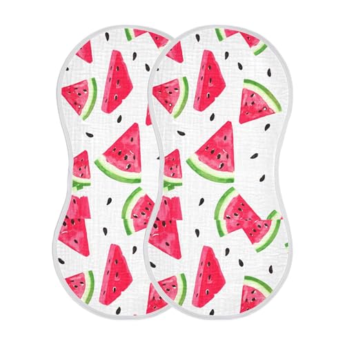 xigua Watercolor Watermelon Muslin Baby Burp Cloths Set of 4, Super Soft & Absorbent Burping Rags, Cotton Burp Clothes Shower Gift for Newborn, Baby Girls and Boys2