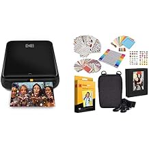 KODAK Step Wireless Mobile Photo Mini Color Printer Black Compatible w/ iOS & Android, NFC & Bluetooth Devices, Black, 2x3 and Kodak 2"x3" Premium Zink Photo Paper 50 Pack Fun Accessory Kit with Photo Album, Case, Stickers, Markers & More