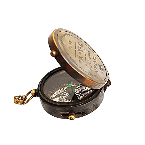 Brújula Decorativa de Latón con Cadena 2 pulgadas miniatura 4
