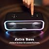 DOSS SoundBox Pro+ Bluetooth Speaker, Immersive 24W Stereo Sound with Booming Bass, IPX6 Waterproof, 15H Playtime, Mixed Colors Lights, Wireless for Backyard, Hiking, Garage, Party-Black