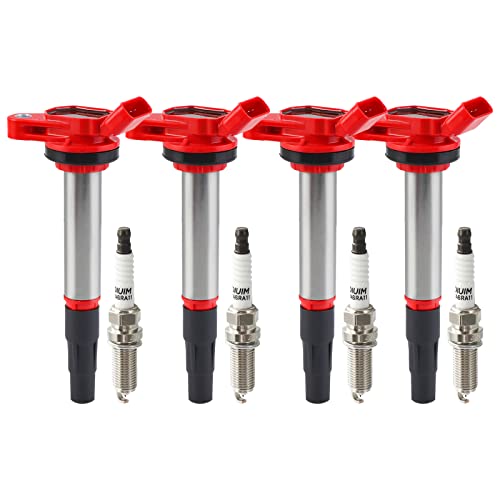 Pindex 4 Pack UF596 Ignition Coil Pack and Spark Plugs 4912 Compatible with Toyota Prius Matrix Corolla im 09-17 Lexus 11-16 Scion 08-14 Pontiac 09-10 1.8L L4 UF619 90919-02258