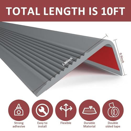 Image of Kimee Stair Edge Protector Self Adhesive Stair Edge Protector,Anti-Slip Stair Corner Trim Rubber Strips for Outdoor and Indoor Staircases Uses (3 Feet /1 mtr)