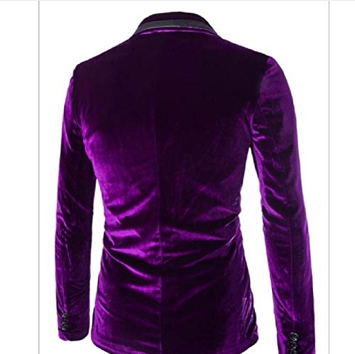 Blazer masculino de veludo simples Doufine, Roxa, XL