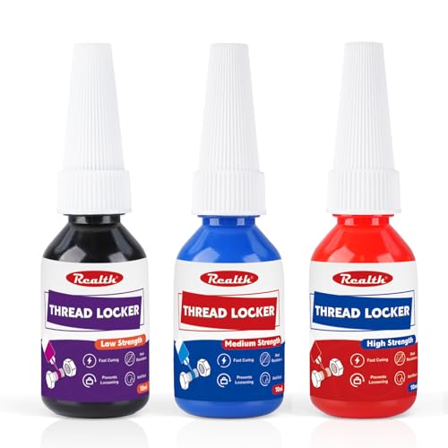 Realth Schraubensicherung | 10ml x 3 Schraubenkleber | Blau und Rot und Lila | Dichtungsmutter Bolzen | Schraubensicherungsmittel für Gegen Verlust und Leckage