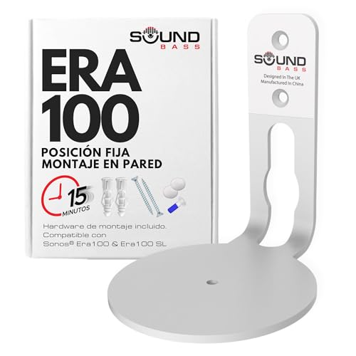 Sound bass Soporte de Pared ERA 100   Perfil Bajo, Blanco, Unidad Individual, Compatible con Altavoz Sonos ERA100 & ERA 100 SL, Completo con Todos los Accesorios de Fijación